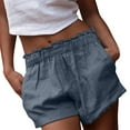 thumbnail image 5 of Cmfcve Women's Linen Shorts Plus Size Loose Wide Leg Sweat Shorts High Waist Straight Summer Shorts, 5 of 8