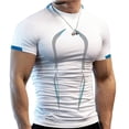 thumbnail image 3 of Camiseta deportiva para hombre, camiseta de entrenamiento transpirable, manga corta con estampado bonito para gimnasio, 3 of 5