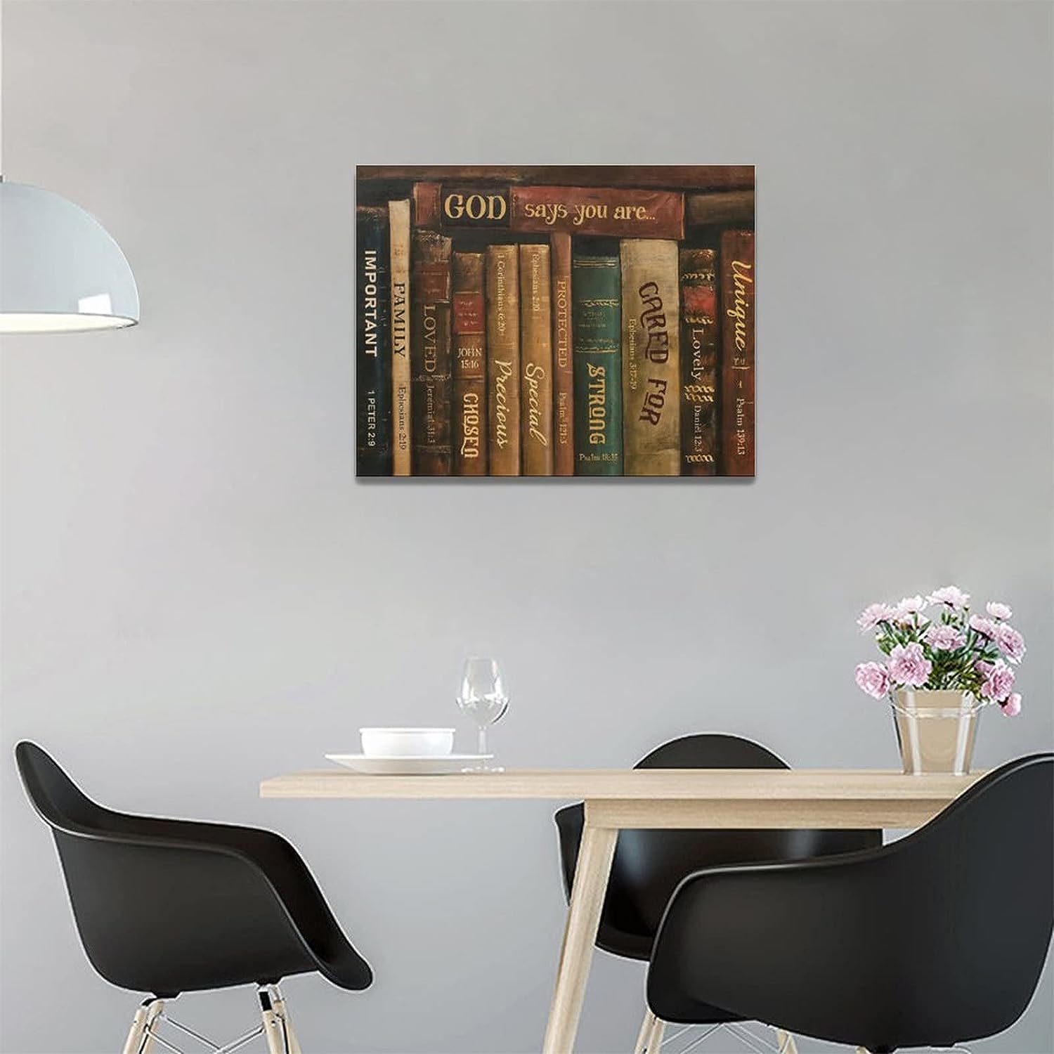 Taimeng Christian Books Wall Art Retro Bible Pictures Wall Decor Scriptures Canvas Prints Painting Religious Decorations Framed Artwork, 12''x16'' (zhangchun-8o5572wrtbgq)