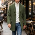 thumbnail image 6 of Yertdoel Pea Coats for Men Solid Lapel Wool Blend Trench Coat Button Front Mid Length Fashion Warm Outerwear with Pockets, M-3XL, 6 of 8