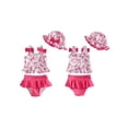 thumbnail image 2 of BemeyourBBs Toddler Baby Girl Swimsuit Infant Bathing Suit One-Piece Swimsuits with Sun Hat Set Flying Short Sleeve Rash Guard Swimwear Cupcake Zipper Summer Beach Wear, 2 of 9