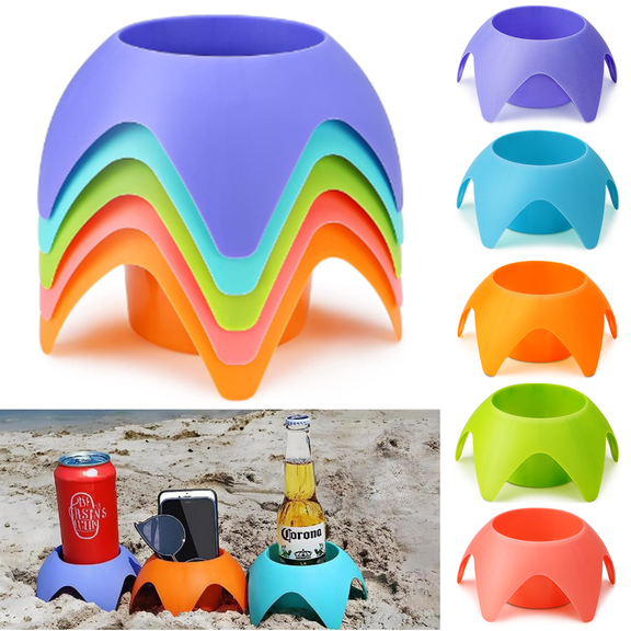 Beach Cup Holders for Sand, 5 Pack Sand Drink Holders, Beach Accessories & Beach Vacation Essentials,Multicolor