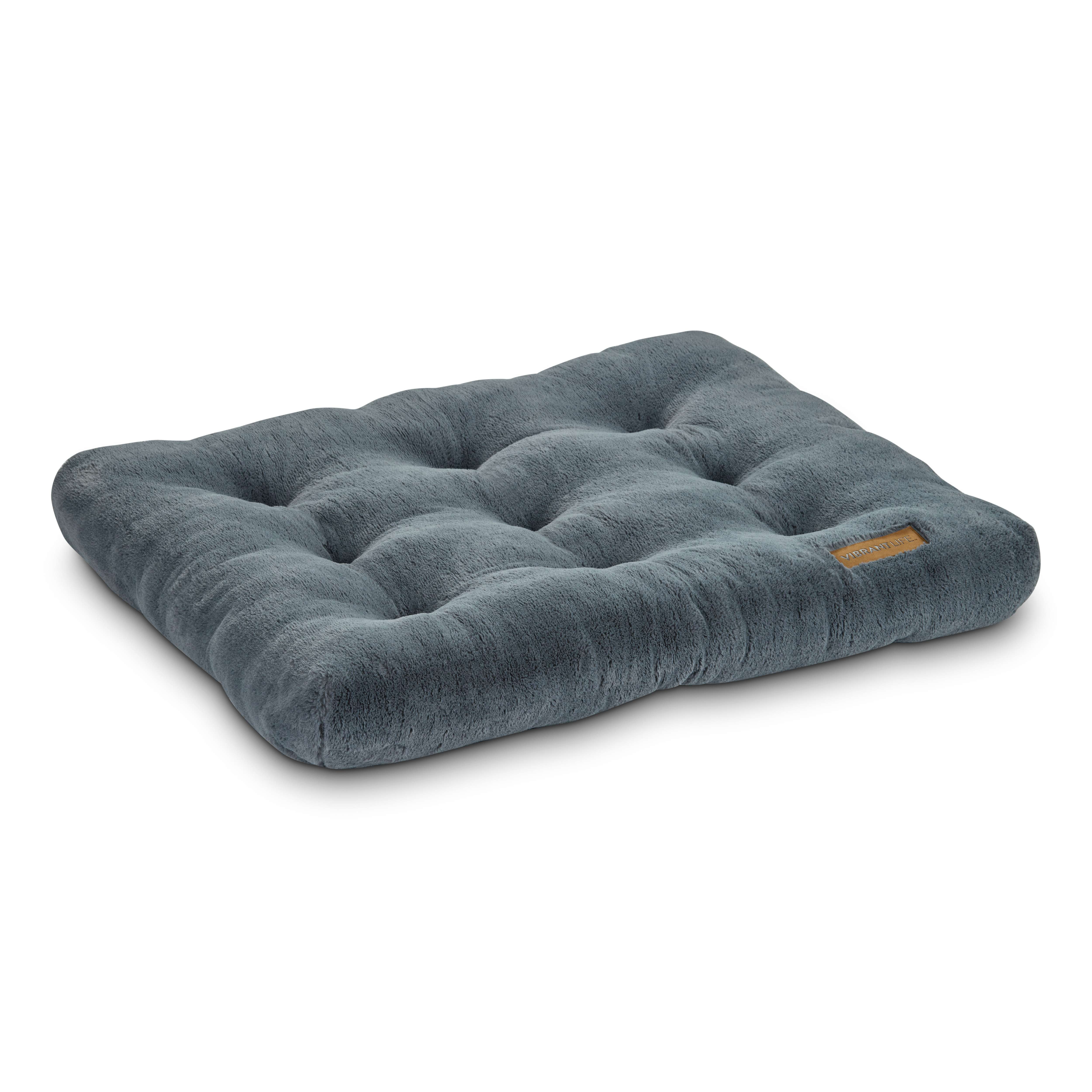 Vibrant Life Medium Dog Bed, Plush Pillow Bed For Medium Breeds, Medium, 36" x 26", Grey
