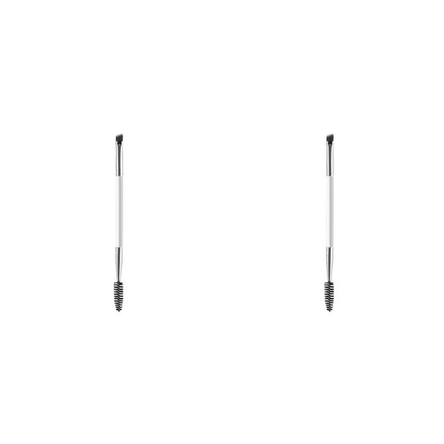 Vogacara Cepillo para cejas fácil Aplicación Cepillos para cejas Nylon Sombra de ojos de doble punta Herramientas para pestañas Plata blanca 2piezas