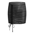 thumbnail image 3 of Kaerm Womens Shiny See Through Sheer Mini Skirt Drawstring Package Hip Design for Date Night And Club Wear Black M, 3 of 4
