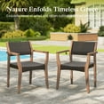 thumbnail image 2 of Alpha Joy Wicker Rattan Outdoor Patio Dining Chairs with Acacia Wood Structure - Set of 2, Dark Brown, 2 of 7