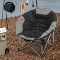 thumbnail image 4 of Magshion Padded Camping Chair, Oversized Camping Chair with Cup Holder and Carry Bag, Outdoor Folding Chair Moon Round Chair for Camping Hiking Fishing Picnic, Black/Grey, 4 of 11