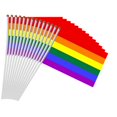 thumbnail image 2 of 6pcs 30x21x14cm Rainbow Flag Polyester Hand Waving Flags With Plastic Flagpoles Banner Parade Lgbt Lesbian Guy Right Ensign, 2 of 4