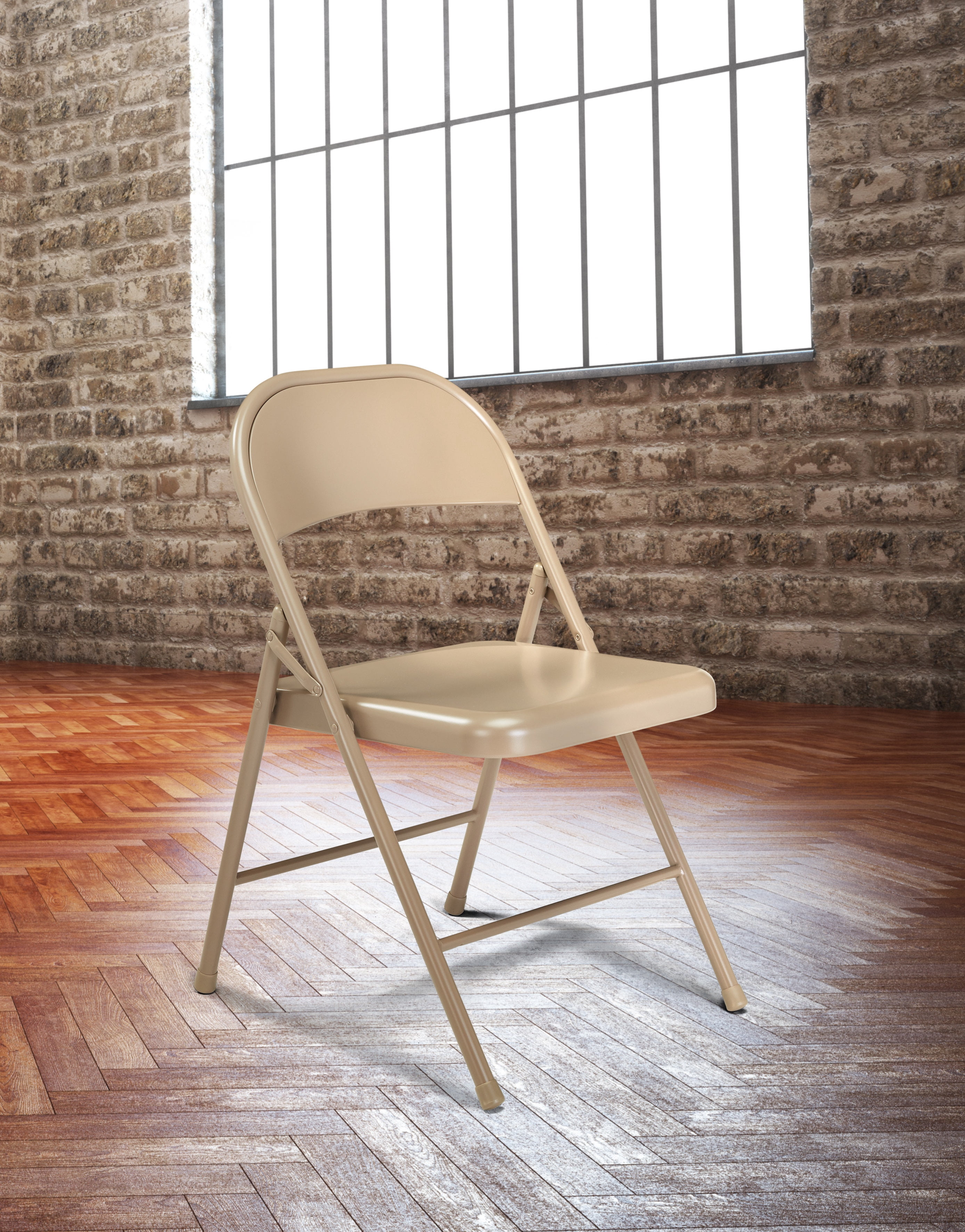 (4 Pack) Commercialine® 900 Series All-Steel Folding Chair, Beige