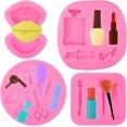 thumbnail image 1 of mini moldes de maquillaje para San Valentín, para decorar pasteles, lápiz labial, tijeras, tacones altos, perfume labial, moldes de silicona para fondant, chocolate y cupcakes., 1 of 5