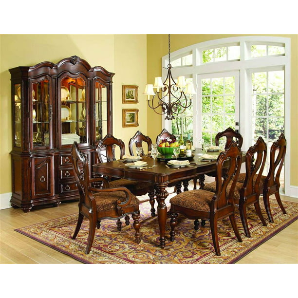 7 Pc Table Queen Anne Chairs Dining, Light Cherry Wood Dining Room Chairs With China Cabinet
