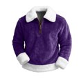 thumbnail image 4 of Havenx Hoodies for Women Christmas Quarter Zip Fuzzy Flannel Long Sleeve Sweatshirt Big and Tall Soild Color Santa Top Fleece Zipper Xmas Pullover Tops,Purple M, 4 of 4