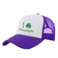 thumbnail image 2 of St. Patrick's Day Baseball Cap, I Love Shenanigans Shamrock Print Trucker Hat, Adjustable Snapback Cap for Parade, Pub Crawl, Irish Festival, Funny Novelty Hat for Men and Women-Purple, 2 of 7