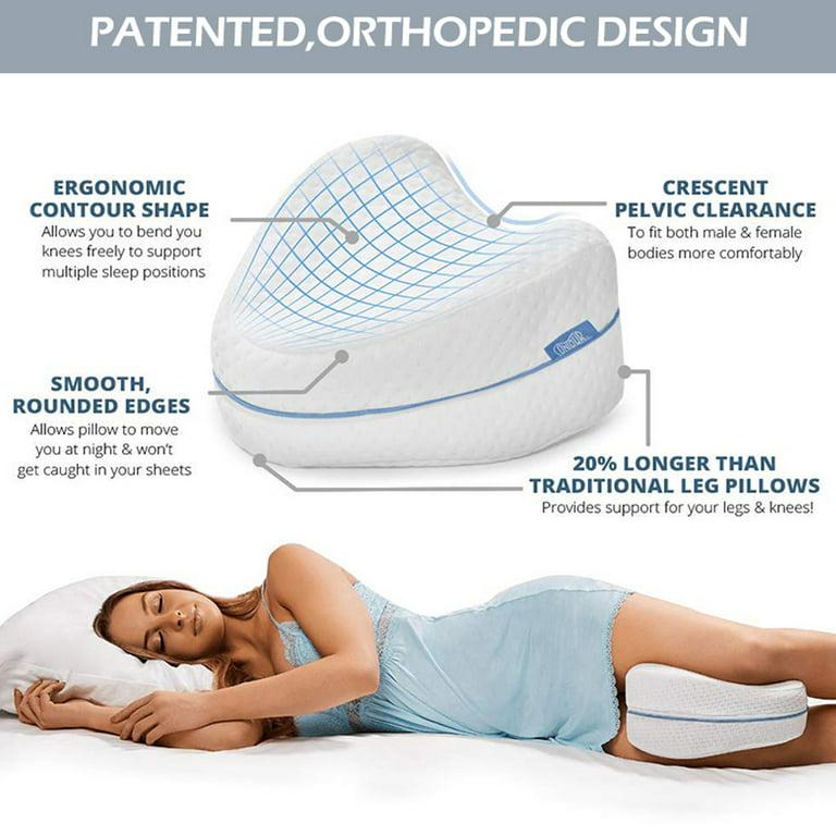 Back Hip Body Joint Pain Relief Thigh Leg Orthopedic Sciatica Pad Cushion Home Memory Foam Cotton Leg Pillow, White