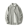 thumbnail image 1 of pstuiky camisas de manga larga para hombre, Ropa de trabajo holgada de color liso para hombre, con solapa suelta y manga larga camisetas de hombre m, 1 of 7