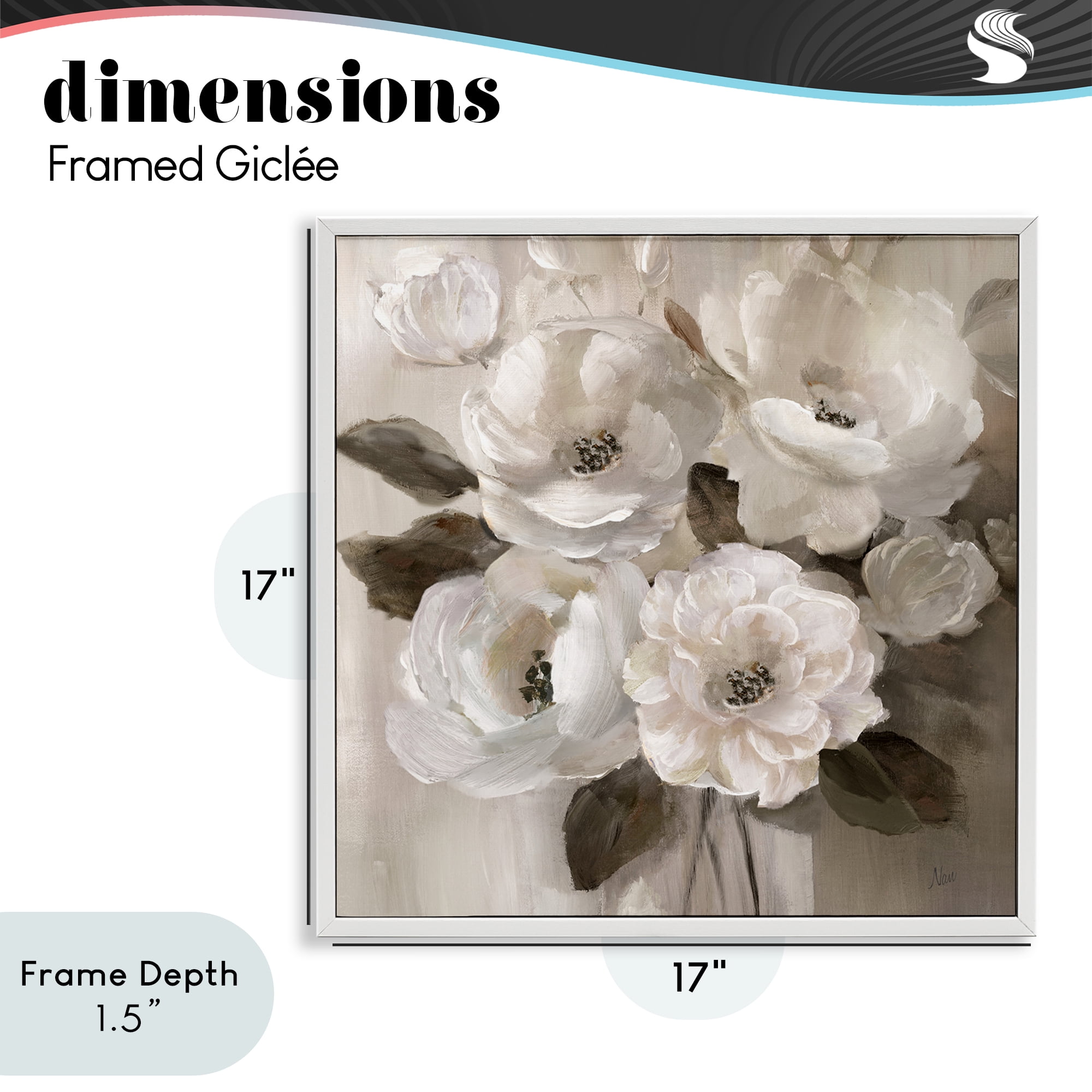 Stupell Industries Ivory Flower Bushel White Framed Giclee Art, design by Nan