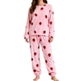 thumbnail image 5 of Womens Pajama Sets Cute Strawberry Long Sleeve Pjs with Jogger Pants 2 Piece Soft Plush Sleepwear Lounge Sets for Young Women, 5 of 6