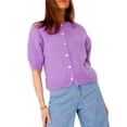 thumbnail image 1 of Gupgi Women Knitted Crop Cardigan Solid Color Sweater Short Sleeve Button Down Ribbed Knit Outwear, 1 of 7