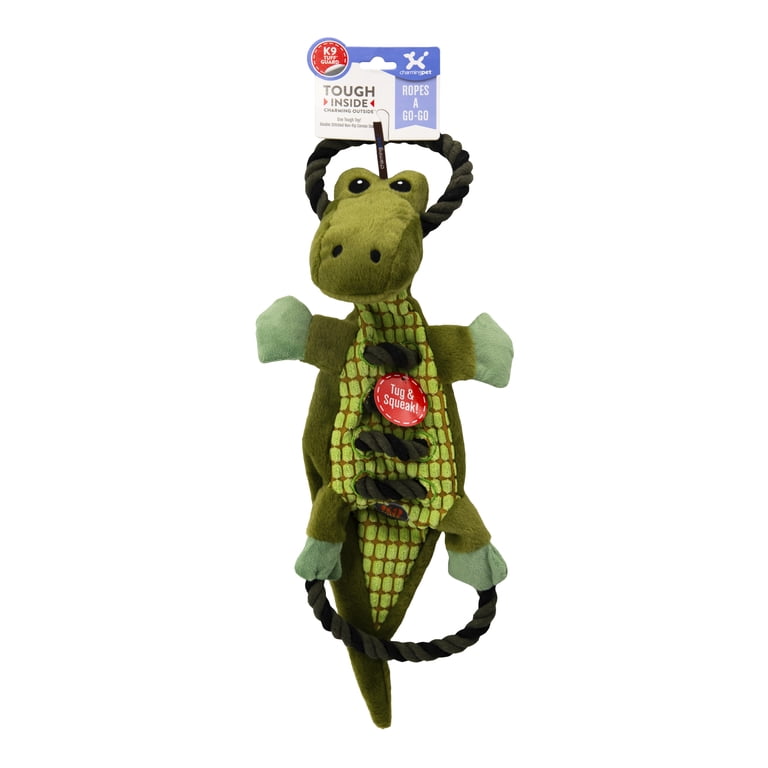 Charming Pet Ropes-A-Go-Go Gator Interactive Plush Dog Tug Toy, Green,  One-Size - Walmart.com