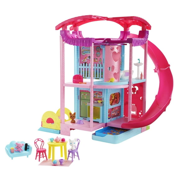 Barbie Chelsea Playhouse Dollhouse, Blonde Small Doll & 20  Accessories, 3 Levels, Transforming Spaces