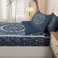 thumbnail image 5 of Homewish Bohemian Peacock Mandala Zipper Twin Comforter Sets with Fitted Sheet and 2 Pillowcases,Vintage Flowers Zipper Bedding Set,Blue,Navy Blue Reversible,4pcs, 5 of 8