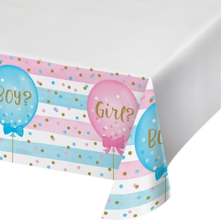 

Gender Reveal Balloons 54 L X 102 W Boys & Girls Printed Plastic Tablecover All Over Print Pack of 3