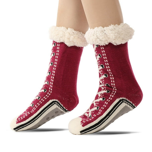 Calcetines de invierno para el suelo, cálidos para el hogar, calcetines de forro polar extra gruesos, calcetines para mujer