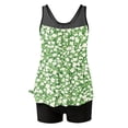 thumbnail image 5 of longantii Womens Tankini Bathing Suits Two Piece Fashion Printed Blouson Tank Tops Tummy Control Modest Swimsuits with High Waist Swim Shorts Tankini Swimwear Green XXL, 5 of 7