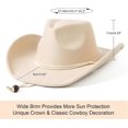thumbnail image 4 of 2025 Latest Model Women Men Retro Felt Wide Brim Western Cowboy Cowgirl Hat Dress Up Hat w, 4 of 5