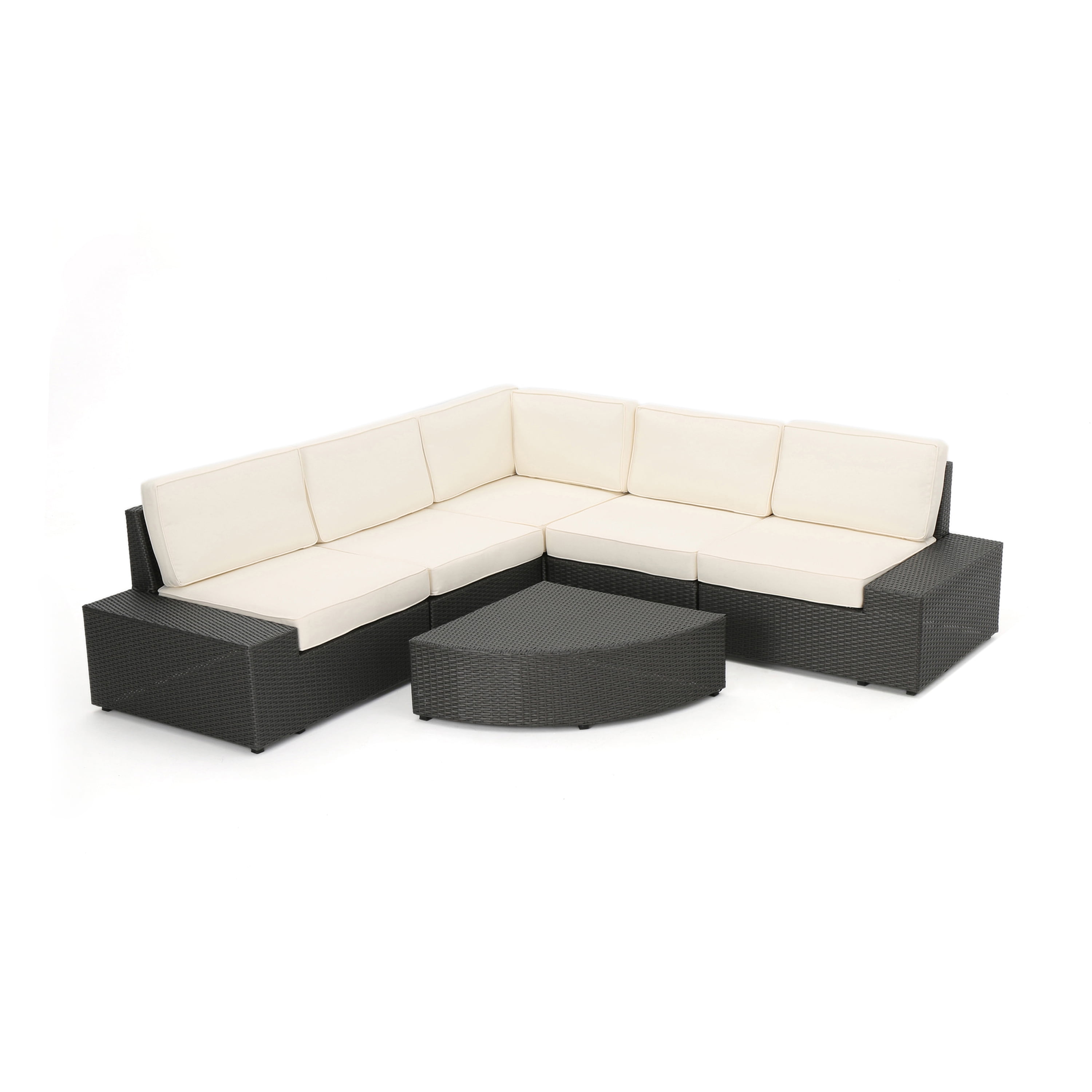 Outdoor 6-piece Grey Wicker Sofa Set