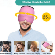 Gel Migraine Headache Relief Massager Cap - 360° Stress, Headache Pain Relief Eye Mask, Ice Head Wrap Pull to Adjust Hot Cold Therapy Hat