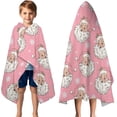 thumbnail image 3 of Pink Christmas Santa Pattern Hooded Bath Towel，50"x30" for Ages 3 To 12 Kids, Quick Dry Lightweight Soft Microfiber Hood Beach Towel Cover Up for Kids, 3 of 7