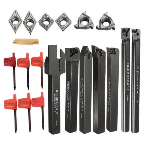 THORMN 21Pcs/Set 12mm Shank Lathe Turning Tool Holder Boring Bar + Insert Blades + Wrench S12M-SCLCR06/SER1212H16/SCL1212H06