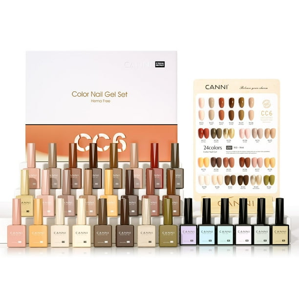 Set de esmaltes de uñas en gel CANNI, 30 unidades, 9 ml, sin hematías, LED