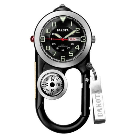Lightweight Aluminum Clip Watch with Built in Flashlight, Compass and Thermometer by Dakota