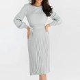 thumbnail image 2 of Women's Elegant Slim Fit V Neck Knit Sweater Dress Long Sleeve Casual Tunic Pullover Soft Comfortable Winter Outfit, 2 of 2