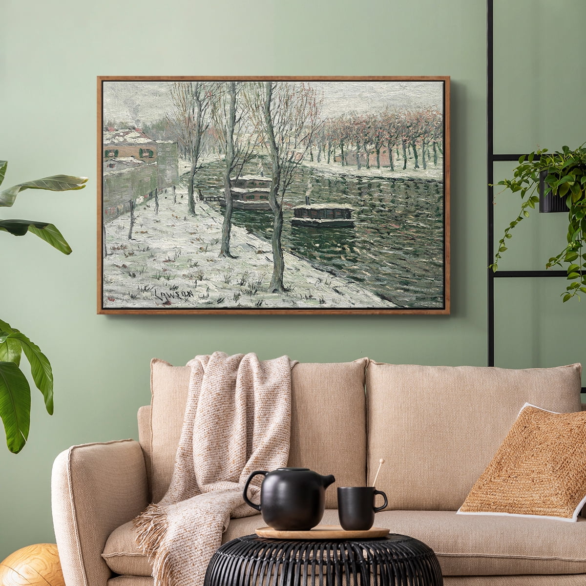 Vintage Landscape-CLXVI By Wexford Home Framed in Walnut Wood Gallery Wrapped Canvas 25 in. x 37 in.