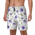 thumbnail image 2 of Uemuo Purple Chicory Pattern Mens Swim Trunks Quick Dry Board Shorts with Mesh Lining, Stretch Beach Shorts Quick Dry No-Chafing Board Shorts-Medium, 2 of 9