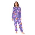 thumbnail image 2 of FORMRS Onesies Pajama for Adults Unisex Hoodie Winter Jumpsuit One Piece Sleepwear, Sizes S-2XL, Purple Wildflowers Pattern, 2 of 7
