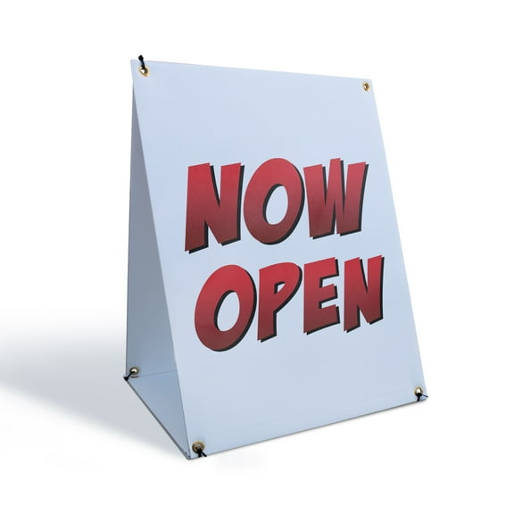 Now Open Sidewalk Sign 24 Inch x 36 Inch A-Frame Images On Both Sides | Business Grand Opening, Clear Messaging, Professional Display | Made in USA
