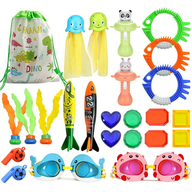 Ruiboury Non-toxic ABS Swimming Toys Set - Safe And Hypoallergenic For Kids Training Underwater Fun Diving Pool Game Smooth Line 86 86 1Set