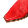 thumbnail image 3 of YDN Women Classic Square Closed Toe Ankle Boots Back Zipper Stacked Low Heel Wide Calf Booties Casual Dressy Shoes Size 7 Red, 3 of 5
