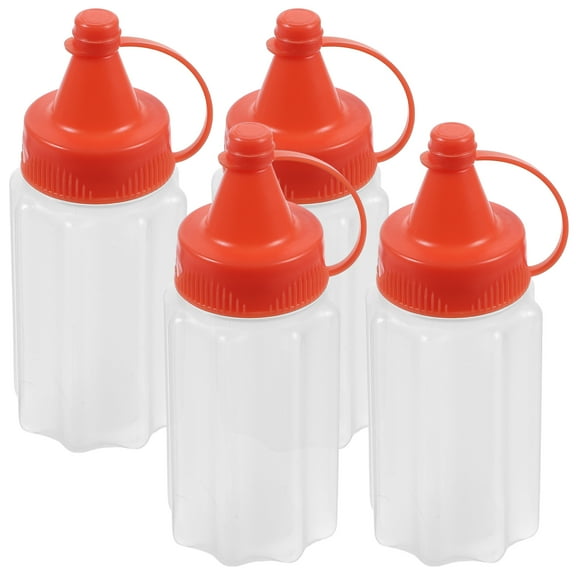 Squeeze Sauce Bottle Condiment Bottles Salad Dressing Ketchup Mustard Plastic Cruet 4 Pcs