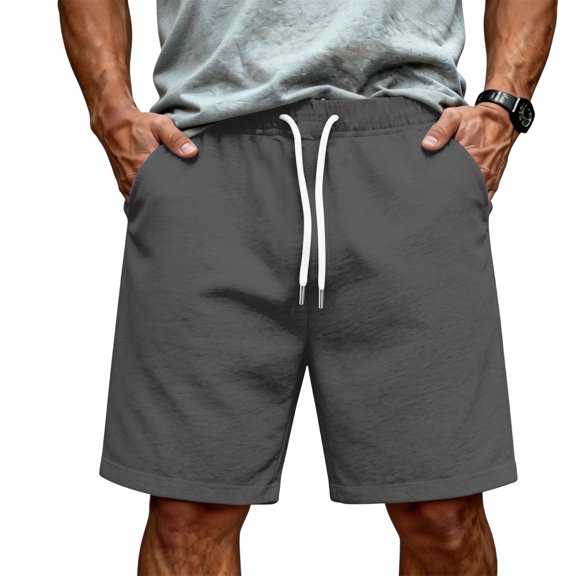 Lumtrix 2026 Men's Baggy Sweat Shorts Casual Gym Workout Shorts with Pockets Summer Breathable Knee Length Shorts Dark Green M