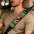 thumbnail image 5 of Xixirimido 5Pcs Car Seat Covers & Seatbelt Covers & Center Console Cover Set Universal Auto Accessories Fit for SUV Sedan Van Truck Leather Front Seat Cover, Ethnic Tribal Cow Sunflower Cowhide, 5 of 8