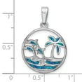 thumbnail image 4 of G & W Sterling Silver Rhodium-plated Blue Created Opal Dolphins Pendant, 4 of 4