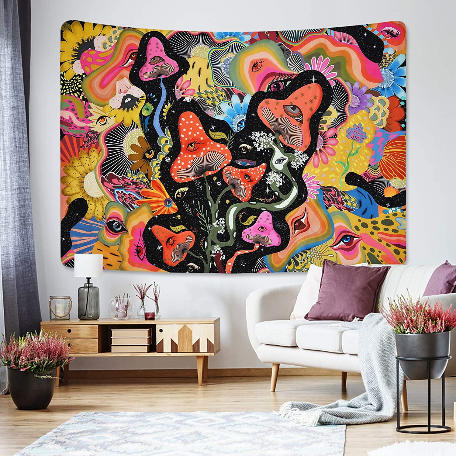 Tapestry Psychedelic Eyes Tapestries Trippy Tapestry Colorful Flowers Tapestry Wall Hanging for Room 51.2 x 59.1 inches Walmart