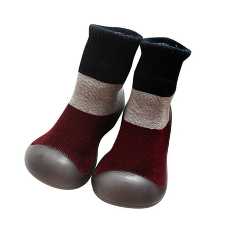 

Toddler Kids Infant Newborn Baby Boys Girls Shoes First Walkers Contrast Color Antislip Socks Shoes Prewalker Sneaker