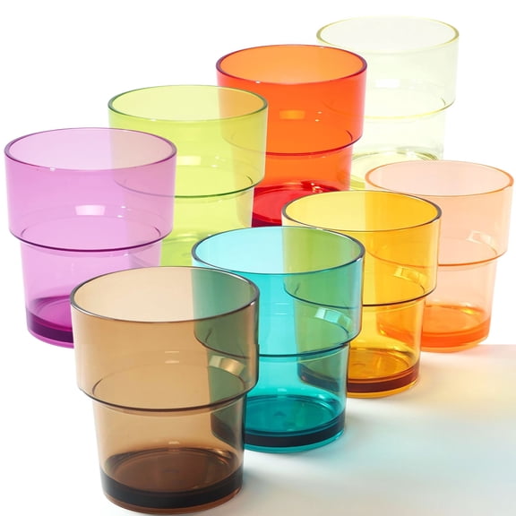 WowProLiv 14 oz Multicolor Stackable Acrylic Plastic Tumblers Set of 8