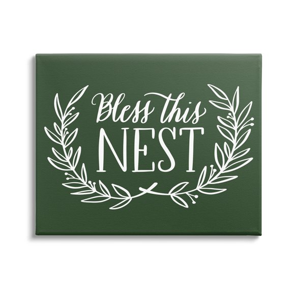Stupell Industries Bless This Nest Laurel Wreath Crown Foliage,30 x 24, Design by Amanda McGee